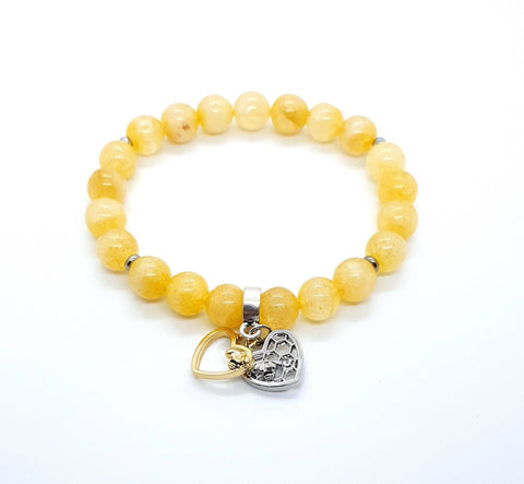 Crystal Beads Heart Bracelet | Citrine Crystal Beads Bracelet | Queebo
