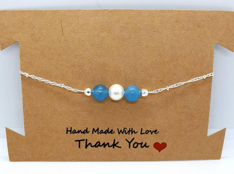 White Pearl Bracelet | Blue Pearl Bracelet | Queebo