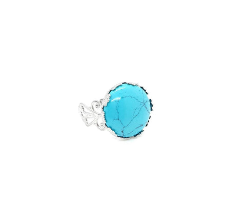 Turquoise Stone Ring | Big Gemstone Ring | Queebo