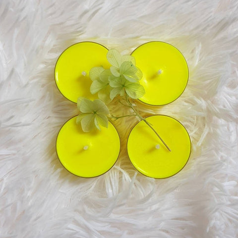 Tea Light Soy Wax Pineapple & Mango Scented Candles Neon Yellow - Pack of 4