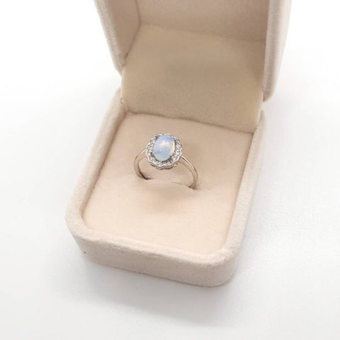 Minimalist Silver Gemstone Ring With Opal Crystal Stone