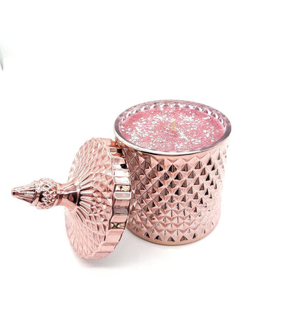 Luxury Pink Extra Large Candle With Glitters French Vanilla Scent