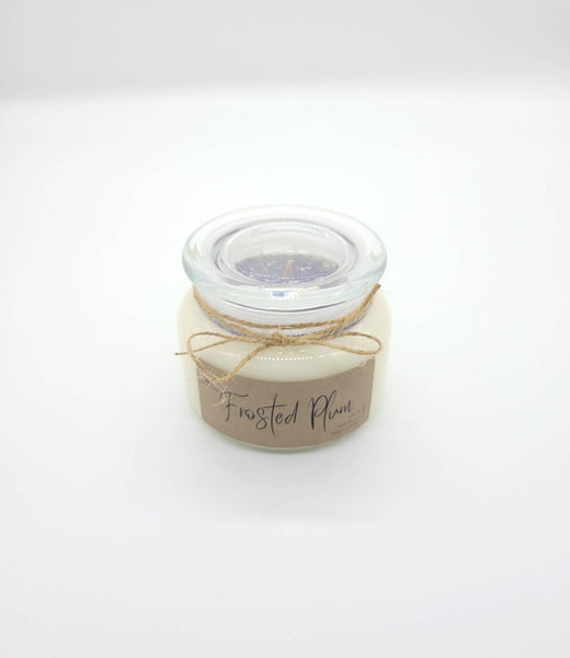White & Purple Large Jar Candle With Glitters Frosted Plum Scent