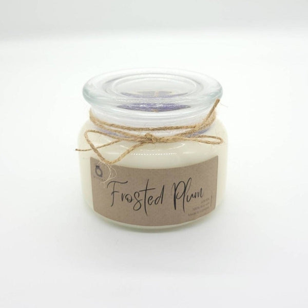White & Purple Large Jar Candle With Glitters Frosted Plum Scent