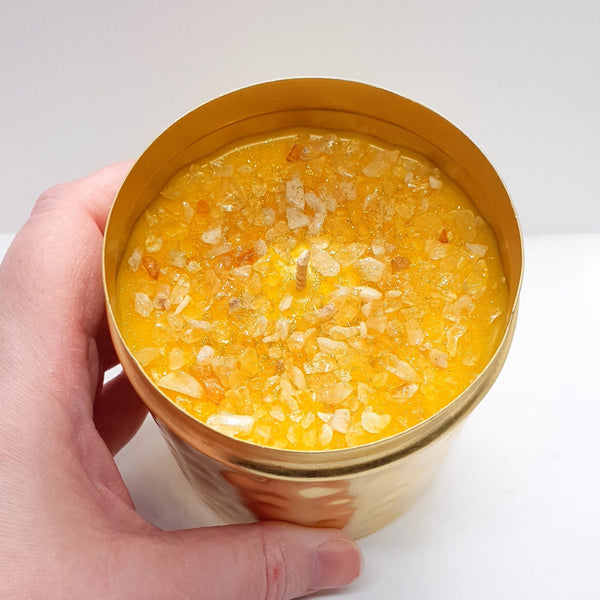 Handmade Luxury Gold Scented Candle In Tin Jar - Salted Caramel