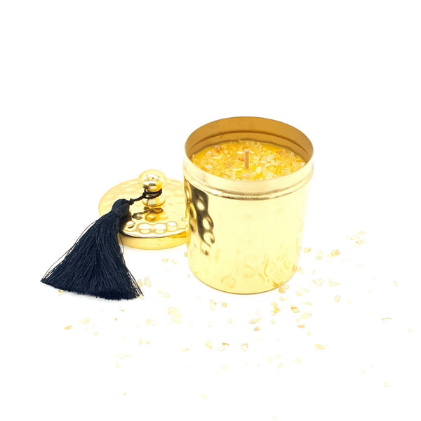 Handmade Luxury Gold Scented Candle In Tin Jar - Salted Caramel