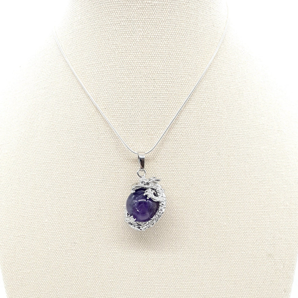 CIRCLE DRAGON PURPLE JADE necklace – Mazza Boutique