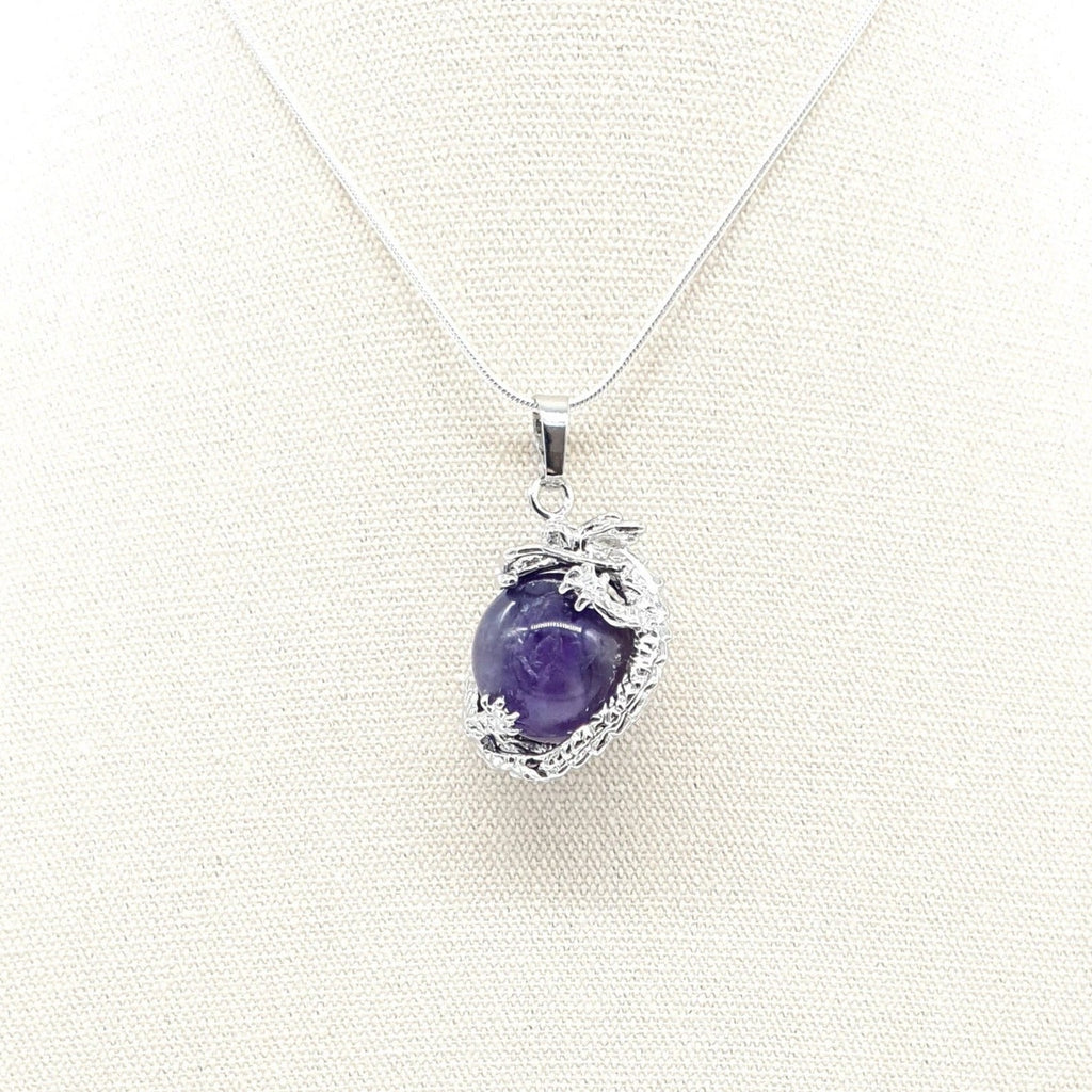 Sterling Silver Light Purple 10.5mm Circle Stone Snake Necklace