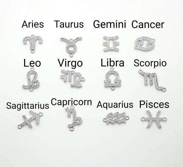 Adjustable Zodiac Sign Silver Chain Bracelet