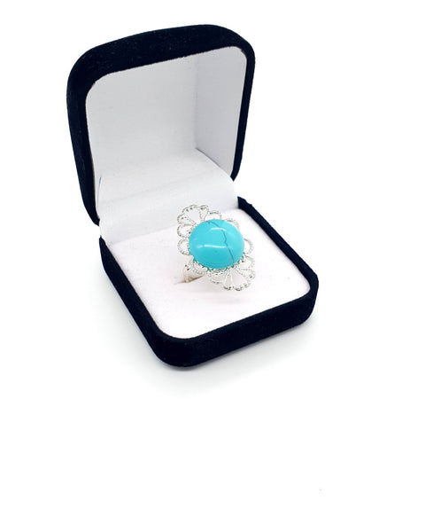 Silver Adjustable Ring With Gemstone Crystal