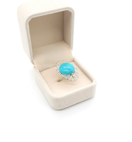 Silver Adjustable Ring With Gemstone Crystal