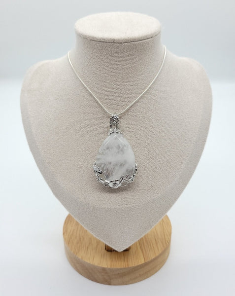 Clear Quartz Crystal Teardrop Pendant