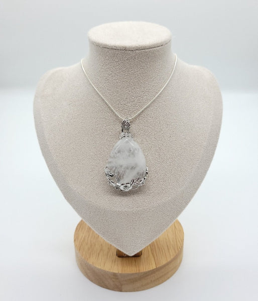 Clear Quartz Crystal Teardrop Pendant