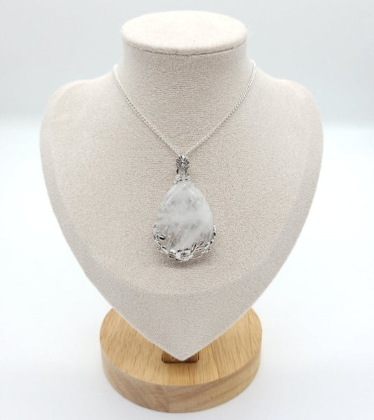 Clear Quartz Crystal Teardrop Pendant