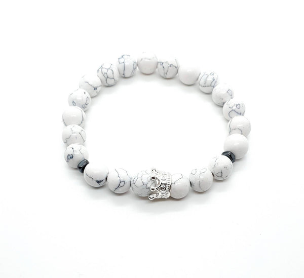 Couples Crystal Beaded Bracelets With Silver King and Queen Crown Charm