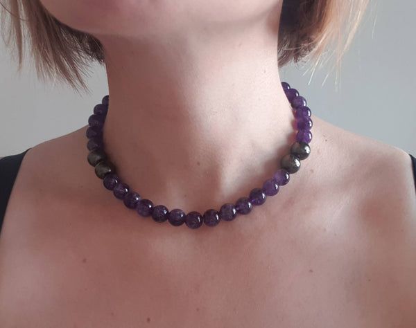 Crystal Beaded Necklace | Brass Beads Necklace | Queebo