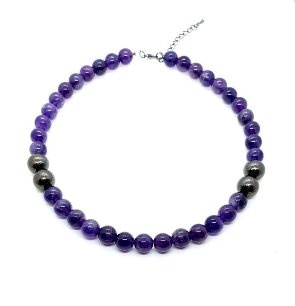 Crystal Beaded Necklace | Brass Beads Necklace | Queebo