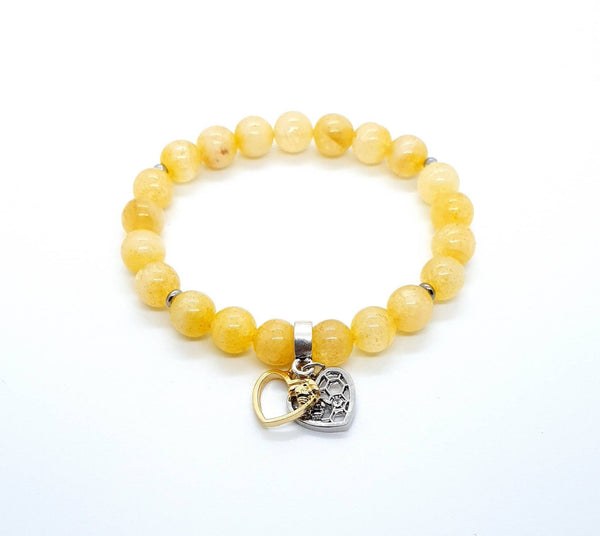 Crystal Beads Heart Bracelet | Citrine Crystal Beads Bracelet | Queebo
