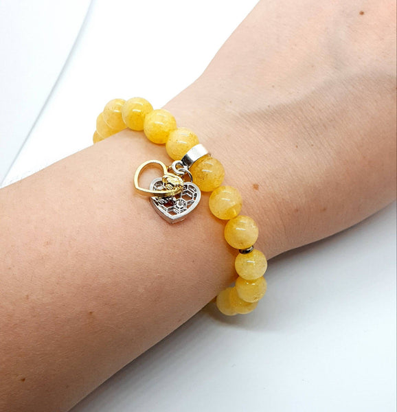 Crystal Beads Heart Bracelet | Citrine Crystal Beads Bracelet | Queebo