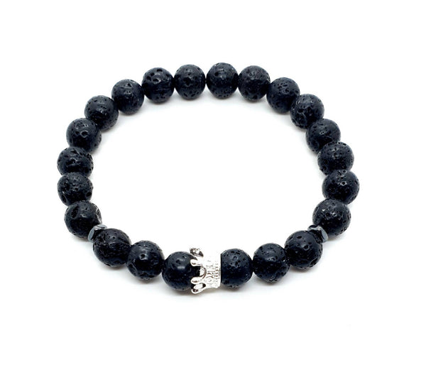 Couples Crystal Beaded Bracelets With Silver King and Queen Crown Charm