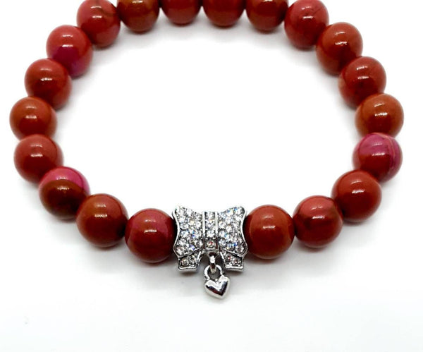 Sugilite Crystal Beaded Bracelet With Silver Bow