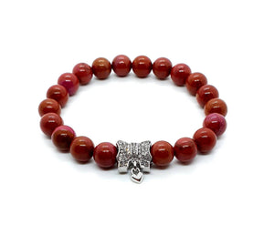 Sugilite Crystal Beaded Bracelet With Silver Bow