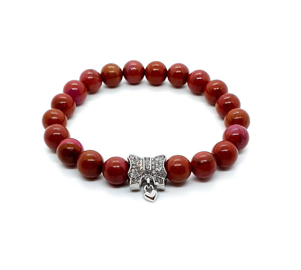 Sugilite Crystal Beaded Bracelet With Silver Bow