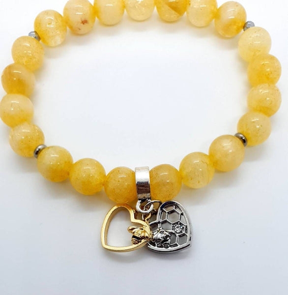 Crystal Beads Heart Bracelet | Citrine Crystal Beads Bracelet | Queebo