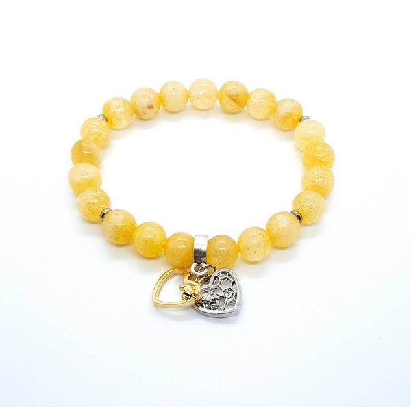 Crystal Beads Heart Bracelet | Citrine Crystal Beads Bracelet | Queebo