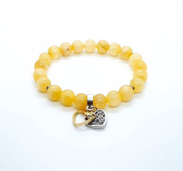 Crystal Beads Heart Bracelet | Citrine Crystal Beads Bracelet | Queebo