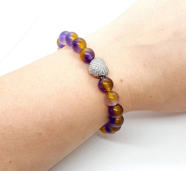 Crystal Heart Bracelet | Silver Heart Bracelet | Queebo