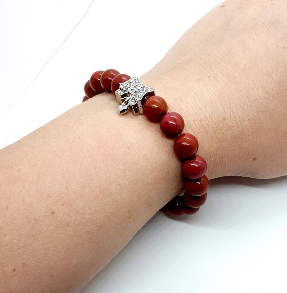 Sugilite Crystal Beaded Bracelet With Silver Bow