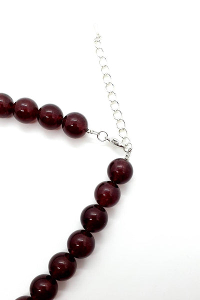 Red Garnet Crystal Beaded Necklace With Black Agate Beads