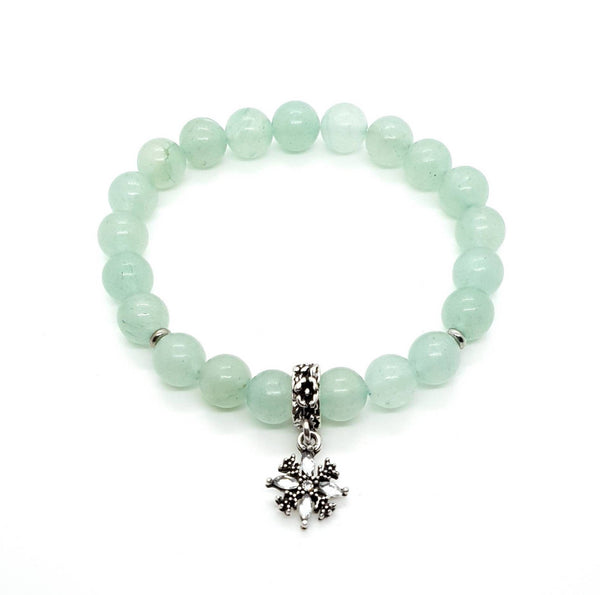 Green Aventurine Crystal Beaded Bracelet With Silver Star Charm