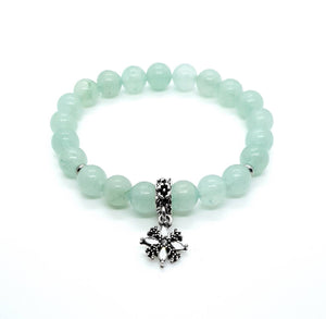 Green Aventurine Crystal Beaded Bracelet With Silver Star Charm