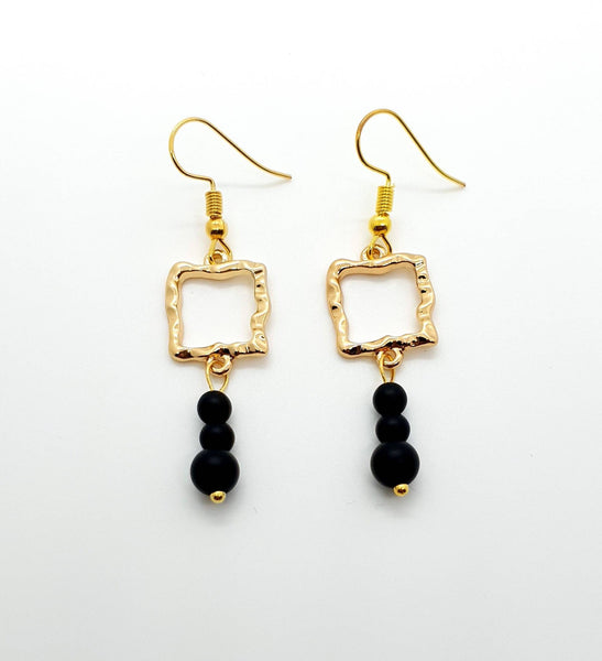 Gold Square Earrings | Crystal Square Earrings | Queebo