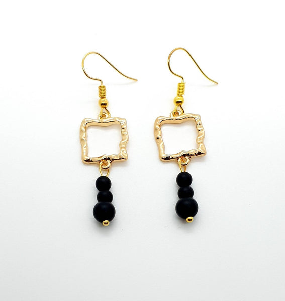 Gold Square Earrings | Crystal Square Earrings | Queebo