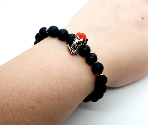 Black Agate Anklet | Crystal Beaded Bracelet | Queebo