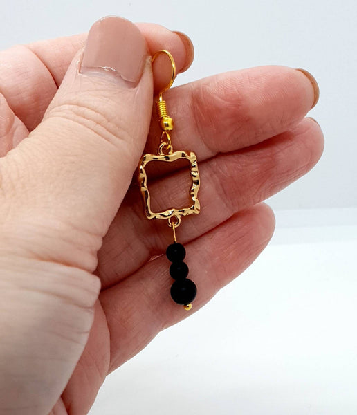 Gold Square Earrings | Crystal Square Earrings | Queebo