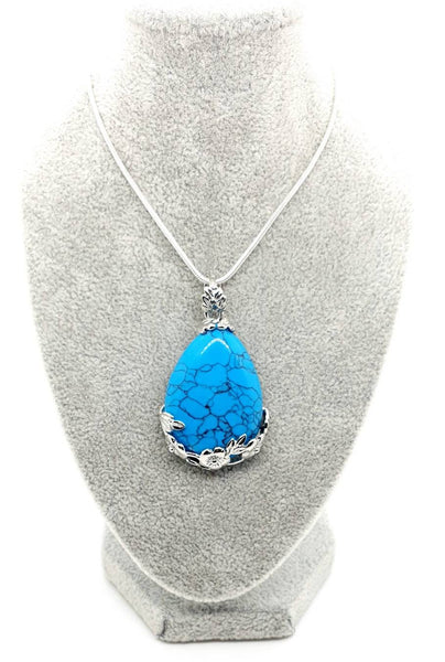 Crystal Teardrop Pendant | Turquoise Teardrop Pendant | Queebo
