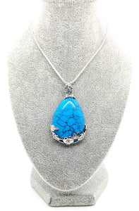 Crystal Teardrop Pendant | Turquoise Teardrop Pendant | Queebo