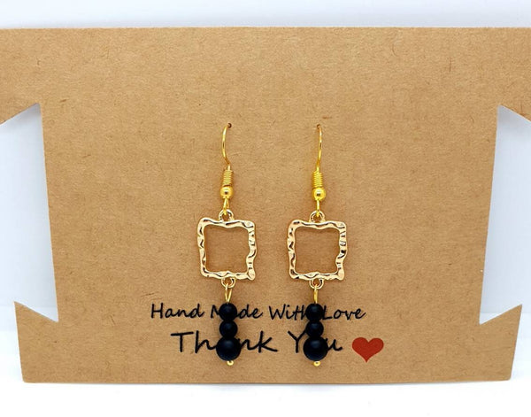 Gold Square Earrings | Crystal Square Earrings | Queebo