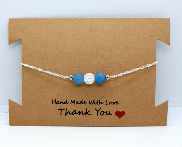Silver Chain Bracelet | Blue Aquamarine Bracelet | Queebo