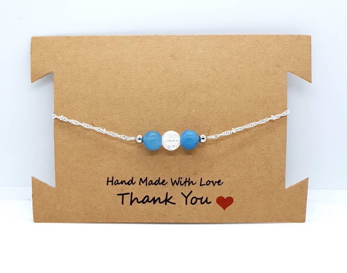 Silver Chain Bracelet | Blue Aquamarine Bracelet | Queebo