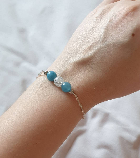 Silver Chain Bracelet | Blue Aquamarine Bracelet | Queebo