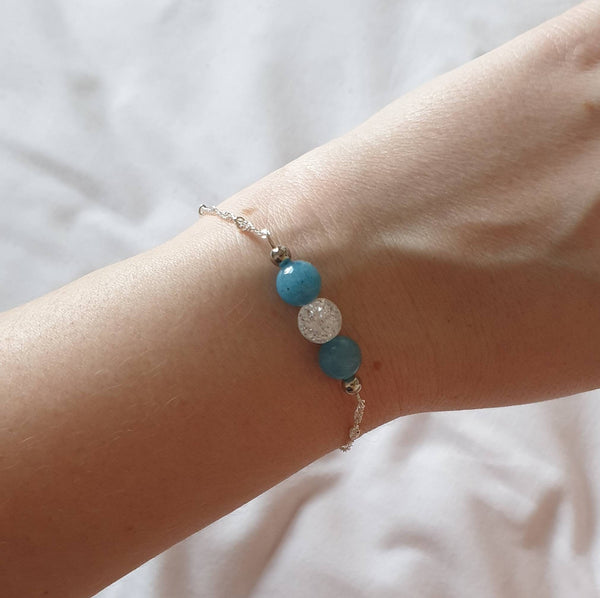 Silver Chain Bracelet | Blue Aquamarine Bracelet | Queebo