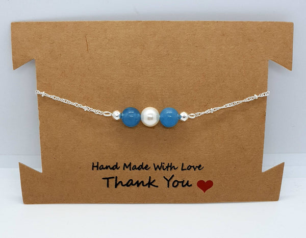 White Pearl Bracelet | Blue Pearl Bracelet | Queebo