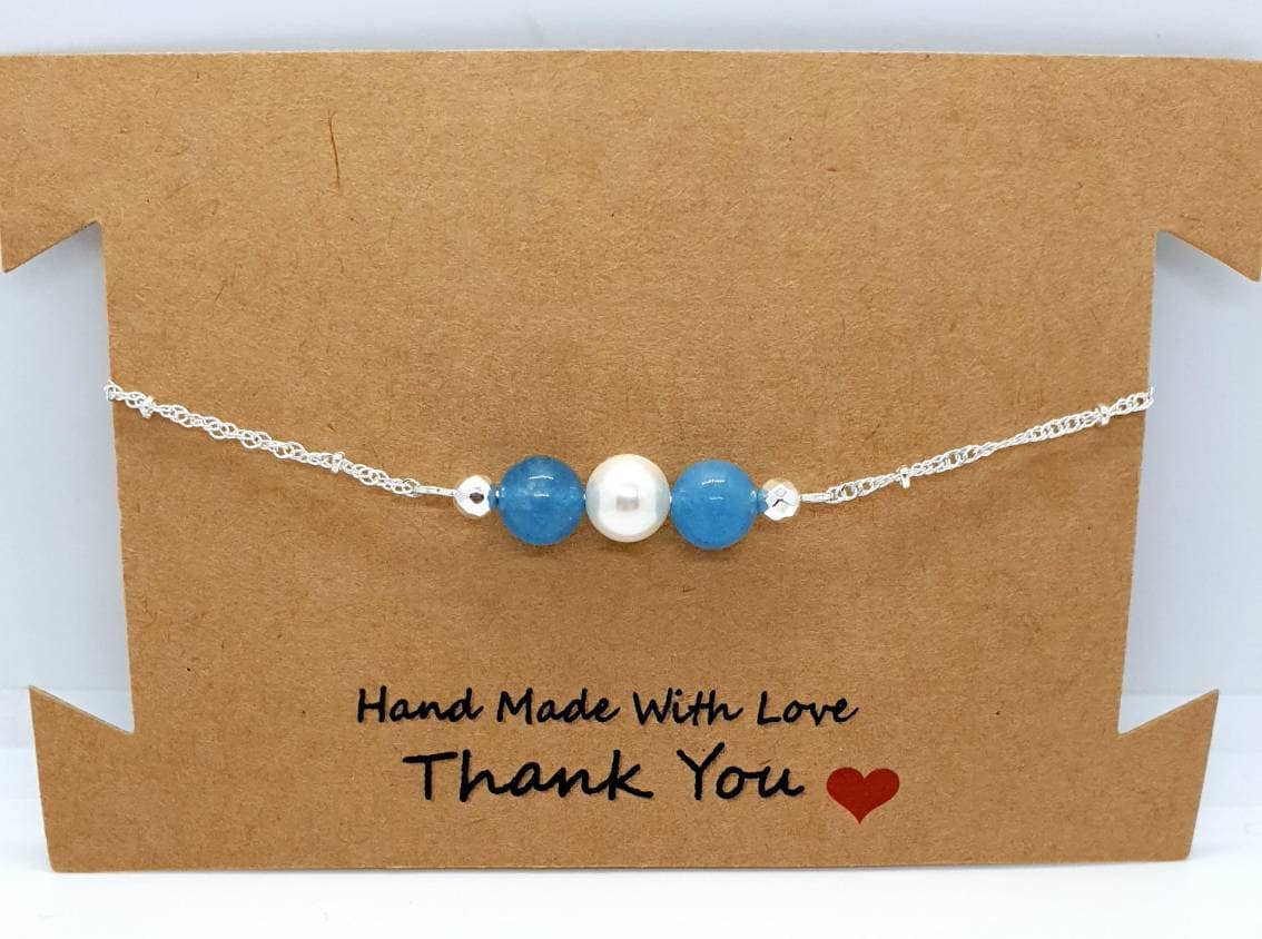 White Pearl Bracelet | Blue Pearl Bracelet | Queebo