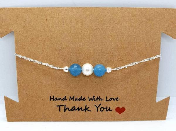White Pearl Bracelet | Blue Pearl Bracelet | Queebo