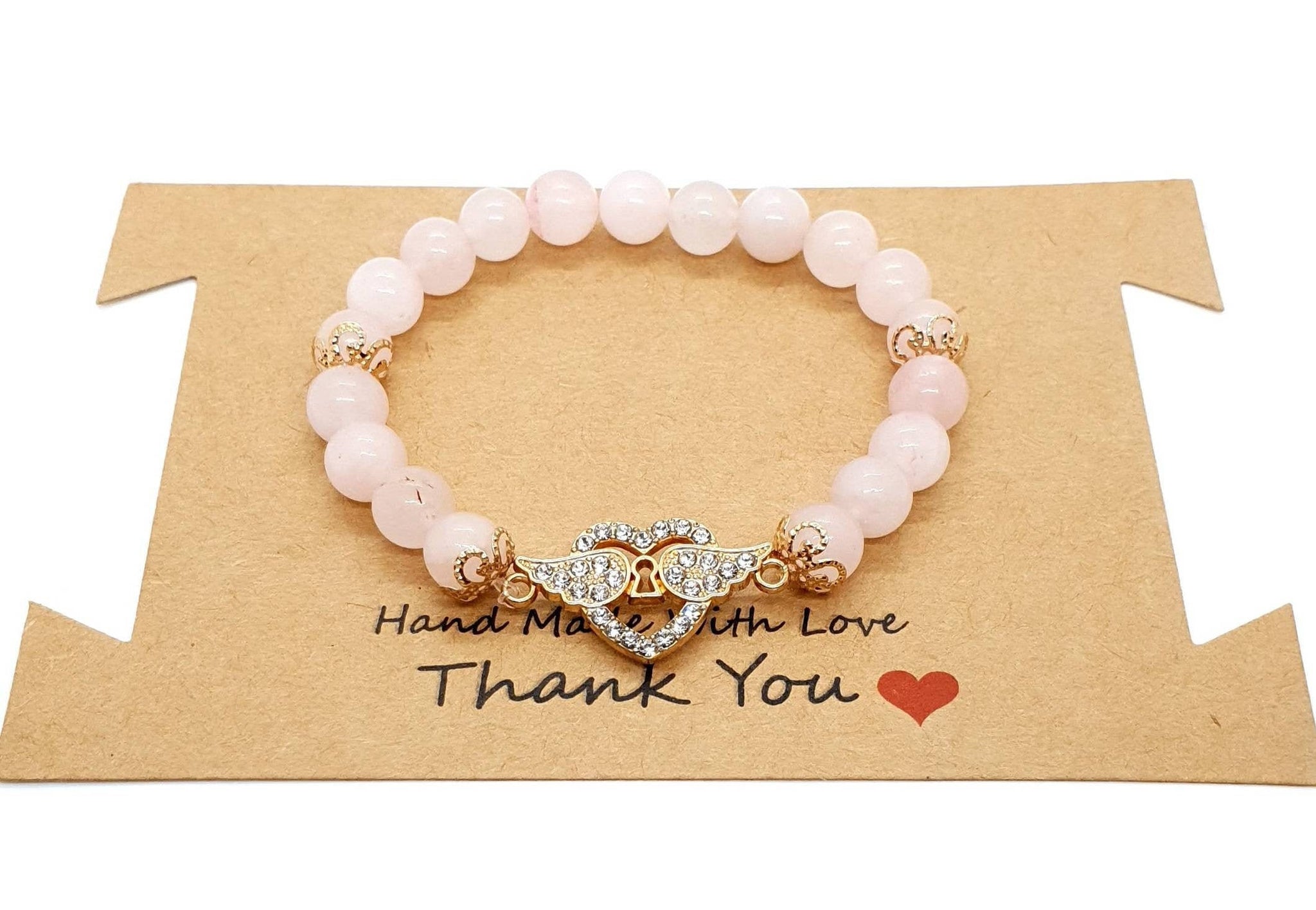 Handmade Rose Quartz Beaded Bracelet Handmade